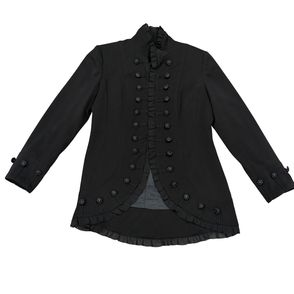 Insight New York Womens Black Military Ruffle Jacket Victorian Gothic Button 8